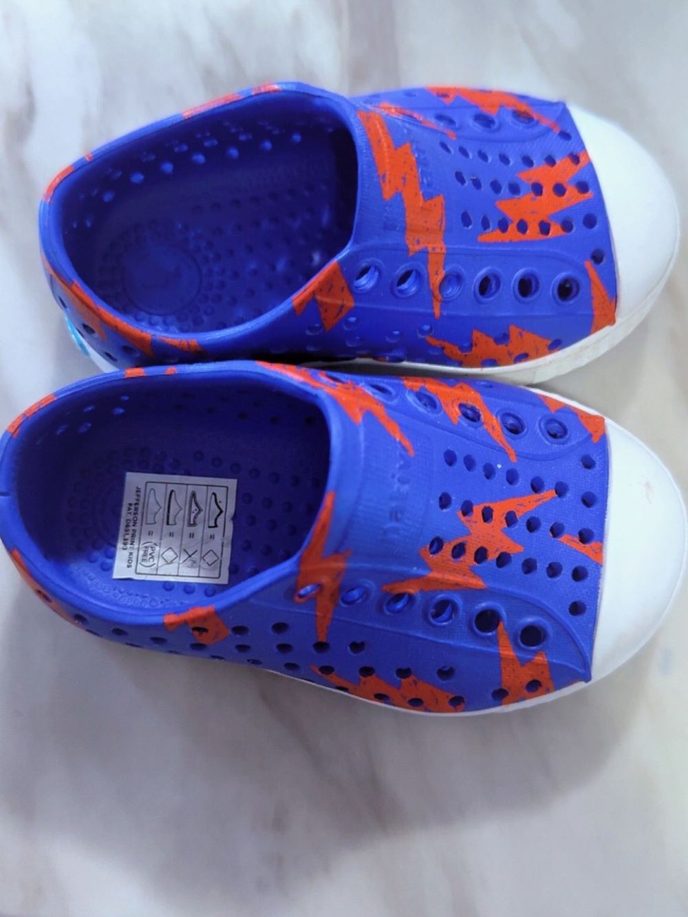Native Kids Water Shoes in Blue with Orange Accents